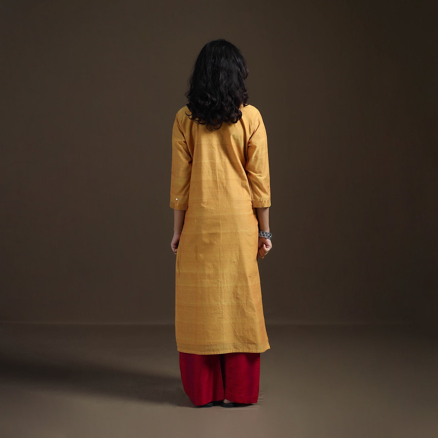 Mangalagiri Pure Handwoven Cotton Mirror Work Straight Kurta for women 29