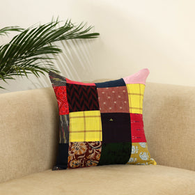 Multicolor - handcrafted cotton patchwork cushion cover 47