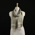 Brown - Burdwan Jamdani Handloom Cotton Stole with Tassels 09
