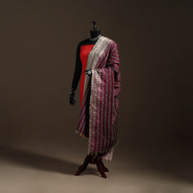 Bengal Hand Embroidery Patchwork Reversible Silk Kantha Dupatta 31