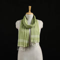 Green - Burdwan Jamdani Handloom Cotton Stole with Tassels 08