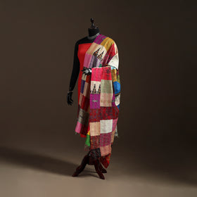 Multicolor - Bengal Hand Embroidery Patchwork Reversible Silk Kantha Dupatta 32