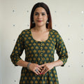 Buy Akola Block Printed Cotton A-Line Long Kurta Online l iTokri.com