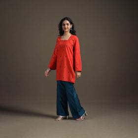 Jacquard Cotton Short Kurta for Women 09