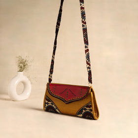Traditional Kutch Patchwork Silk Leather Flap Sling Bag 40