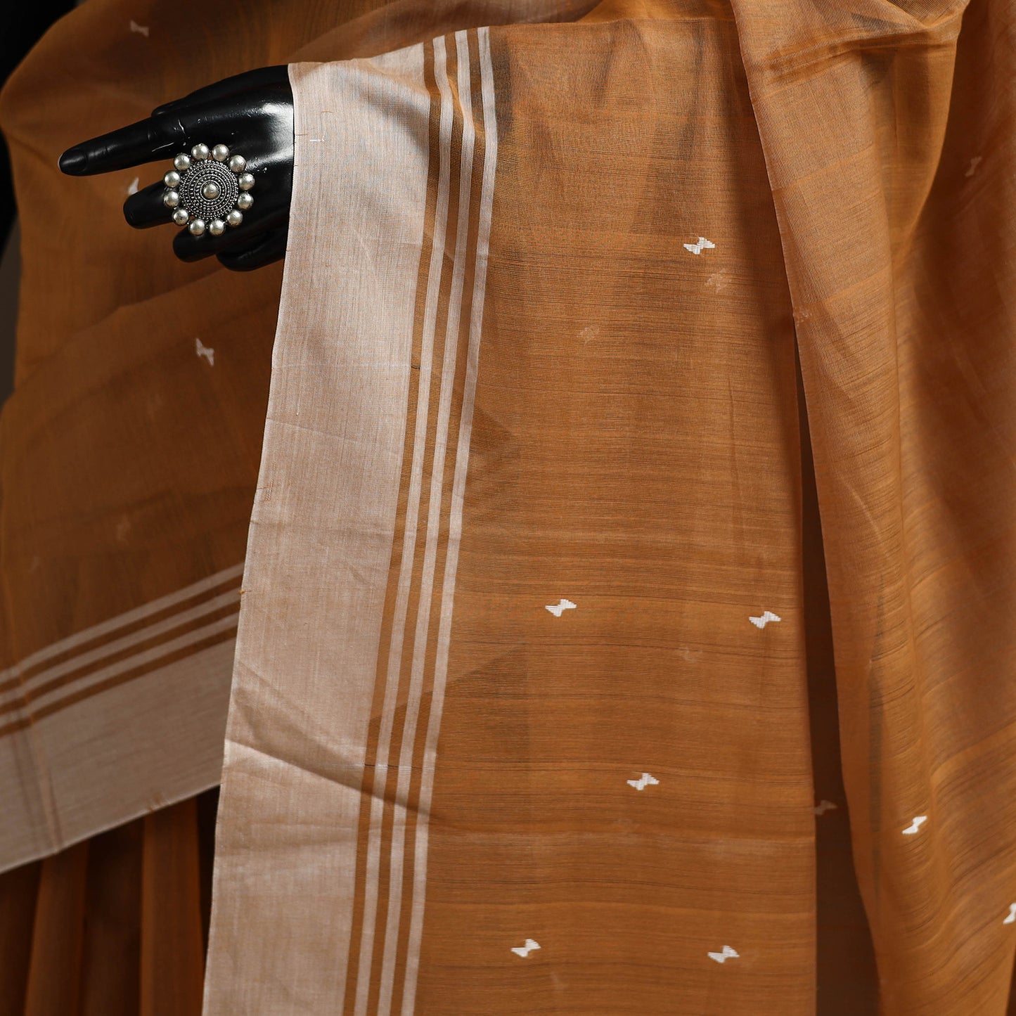 Brown - Traditional Handloom Chanderi Silk Saree 09