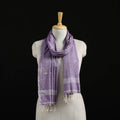 Purple - Burdwan Jamdani Handloom Cotton Stole with Tassels 07