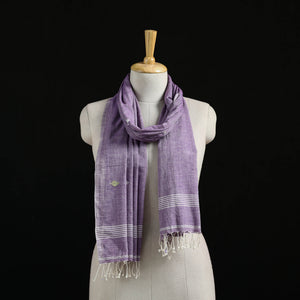Purple - Burdwan Jamdani Handloom Cotton Stole with Tassels 07
