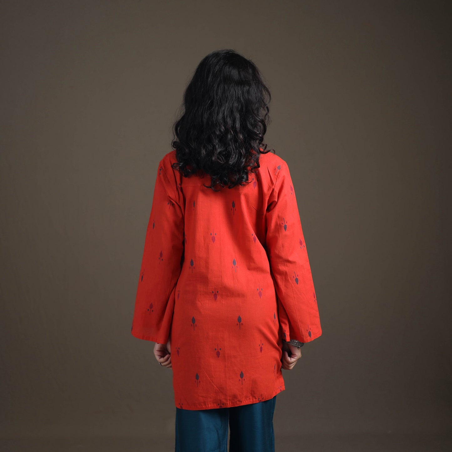 Jacquard Cotton Short Kurta for Women 09