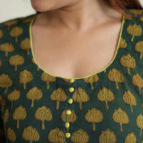 Buy Akola Block Printed Cotton A-Line Long Kurta Online l iTokri.com