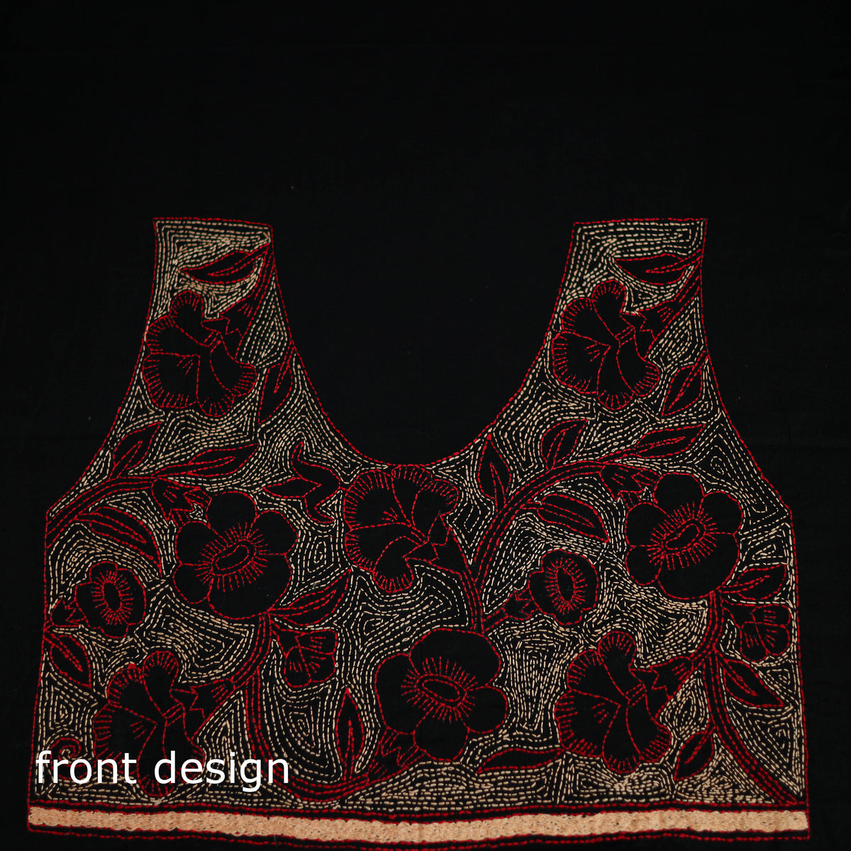Bengal Kantha Hand Embroidered Cotton Blouse Piece 62