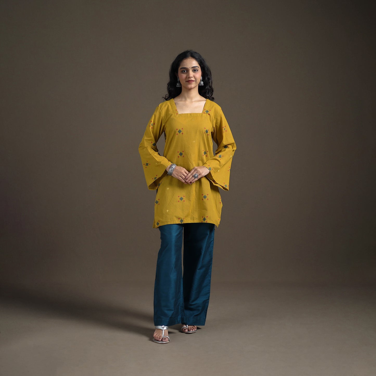 Jacquard Cotton Short Kurta for Women 10