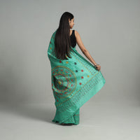 Green - Handcrafted Bengal Nakshi Kantha Work Silk Saree 22