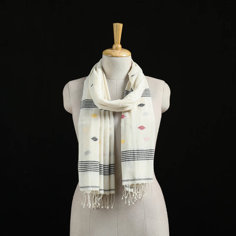 Burdwan Jamdani Handloom Cotton Stole with Tassels 05