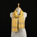 Yellow - Burdwan Jamdani Handloom Cotton Stole with Tassels 04
