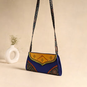 Traditional Kutch Patchwork Silk Leather Flap Sling Bag 41