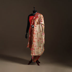 Multicolor - Bengal Hand Embroidery Patchwork Reversible Silk Kantha Dupatta 32