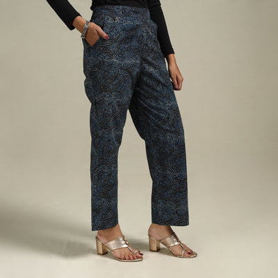 Elastic Waist Block Print Cotton Ajrakh Palazzo for Women 16