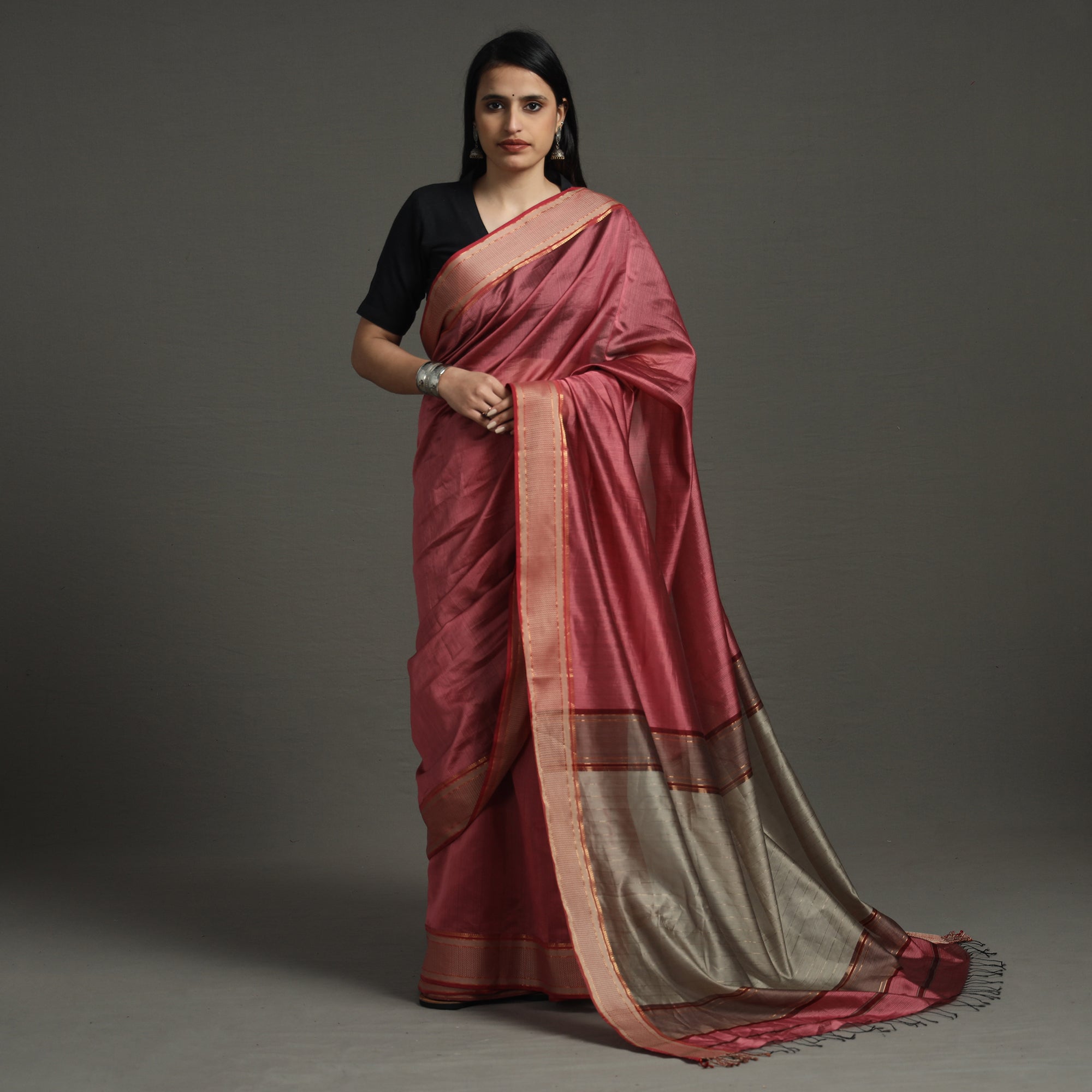 Buy FESHILIOUSMISILY Women Wine Poly Silk Saree With Blouse Piece Online at  Best Prices in India - JioMart.