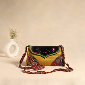 Traditional Kutch Patchwork Silk Leather Flap Sling Bag 42