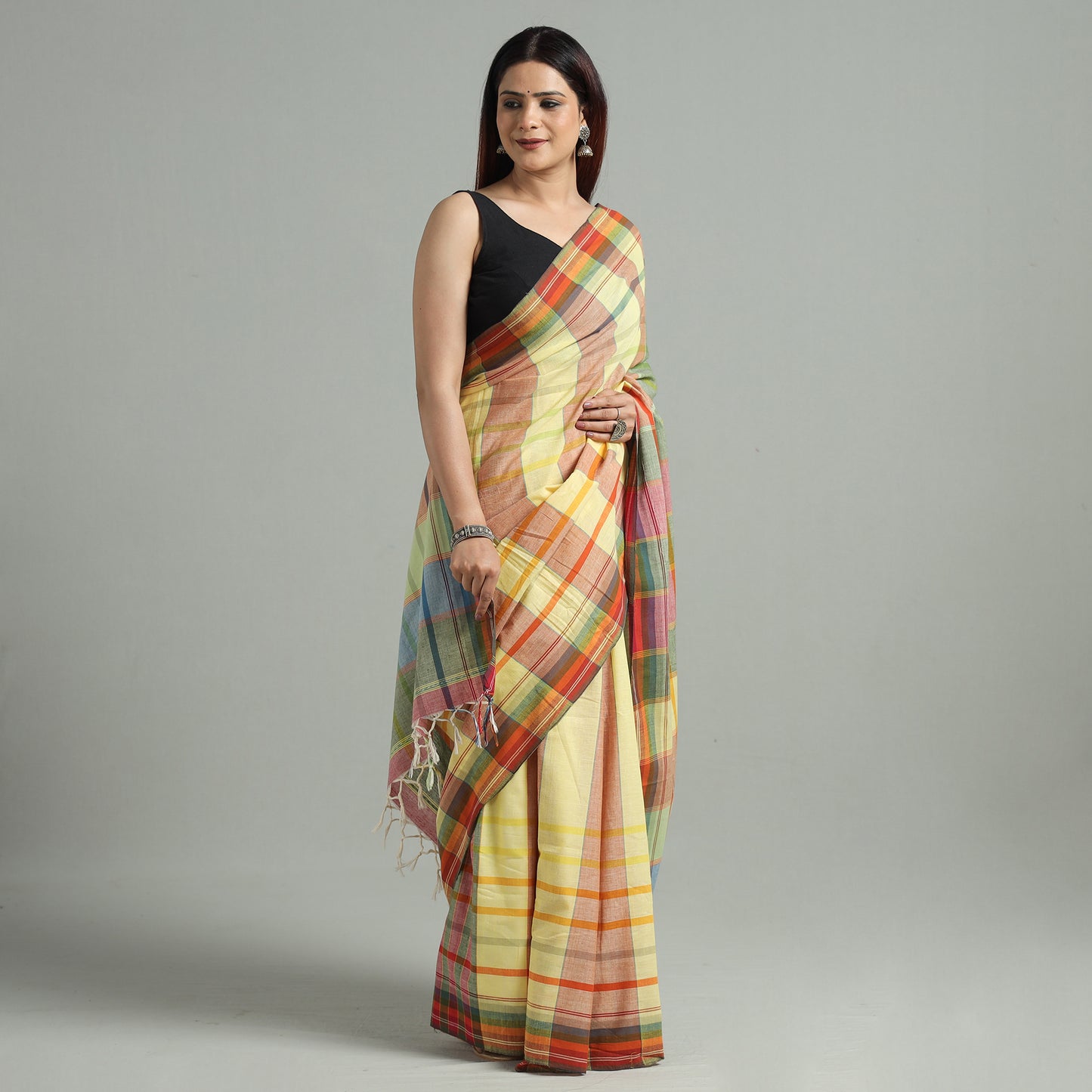 Multicolor - Birbhum Handloom Gamchha Pure Cotton Saree 30