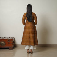 Brown - Mercerised Cotton A-Line Pochampally Ikat Kurta 01