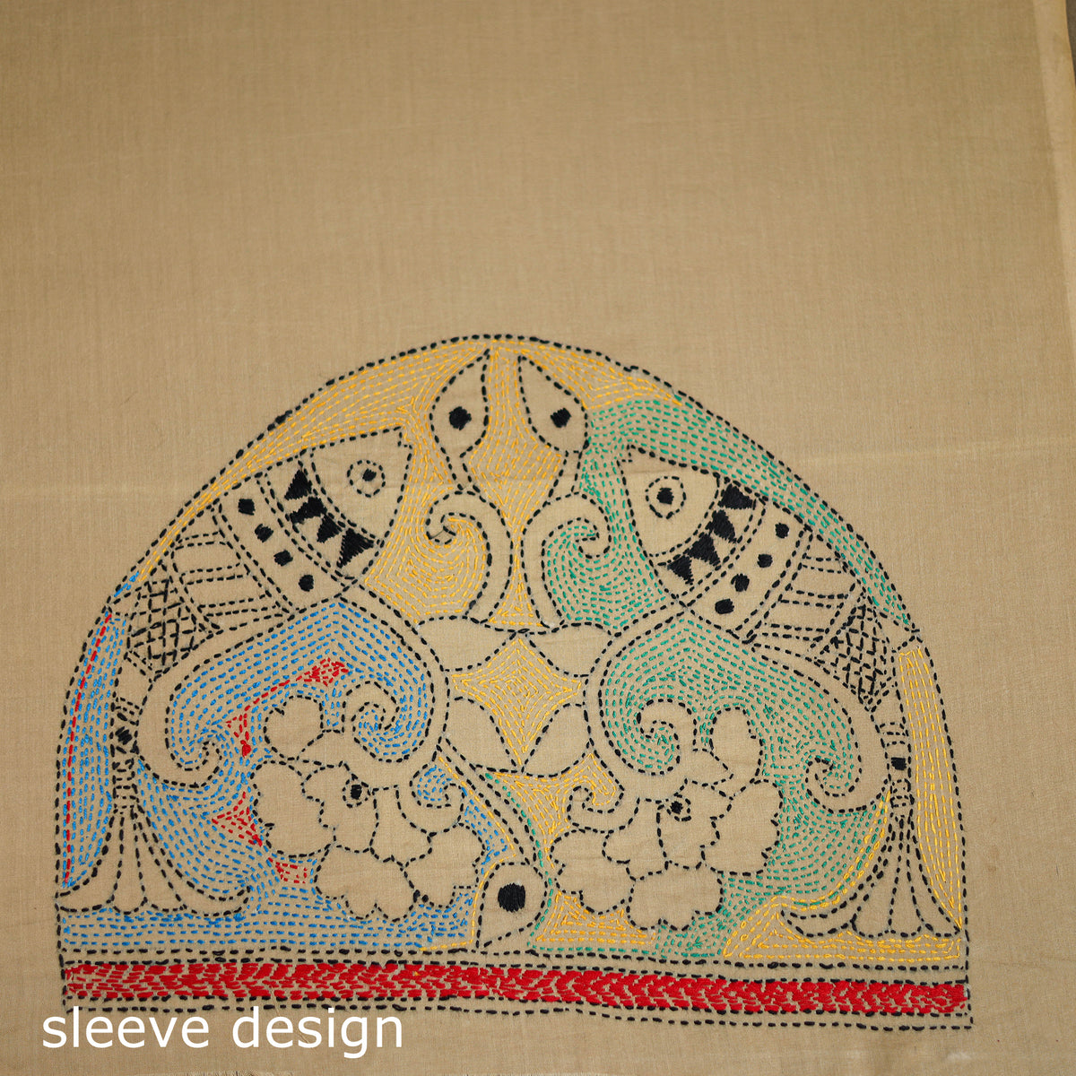 Bengal Kantha Hand Embroidered Cotton Blouse Piece 59