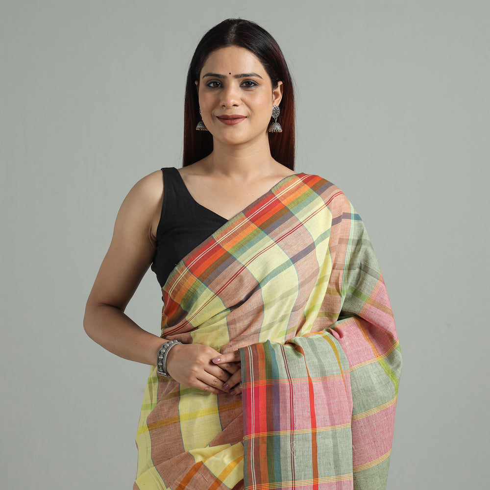 Multicolor - Birbhum Handloom Gamchha Pure Cotton Saree 30