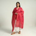 Red Traditional Tie & Dye Chanderi Silk Leheriya Dupatta