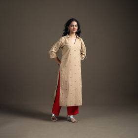 Jacquard Cotton Straight Long Kurta for Women 02