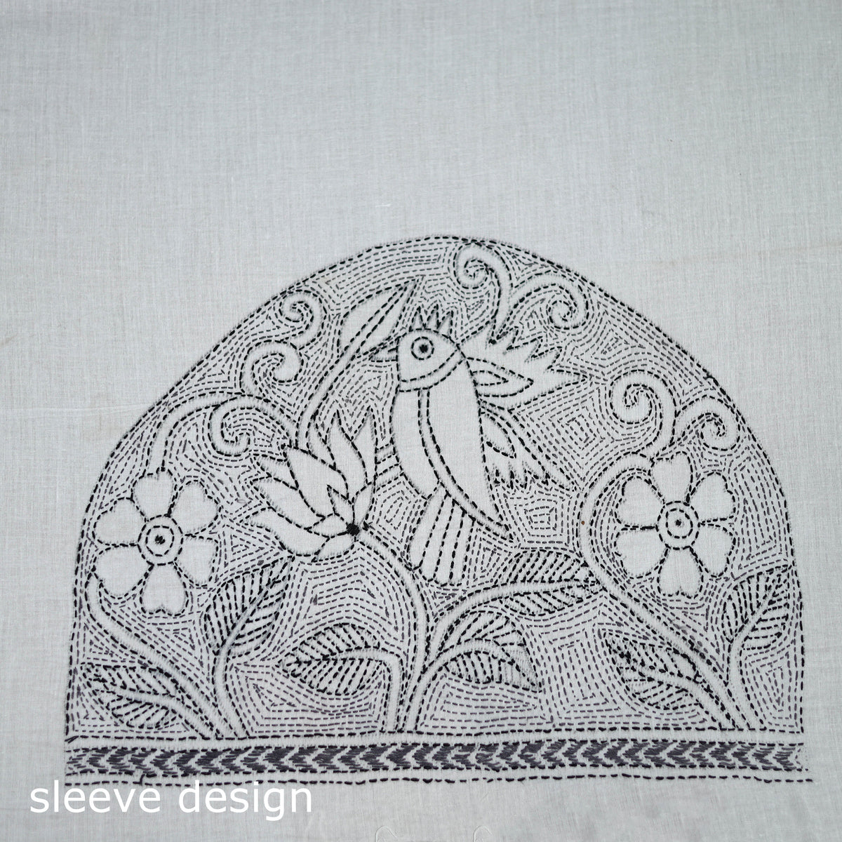 Bengal Kantha Hand Embroidered Cotton Blouse Piece 58