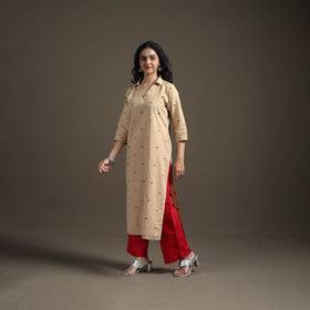 Jacquard Cotton Straight Long Kurta for Women 02