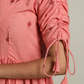 Peach - Tiered Fit & Flare Cotton Jacquard Dress 05