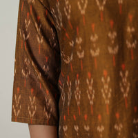 Brown - Mercerised Cotton A-Line Pochampally Ikat Kurta 01