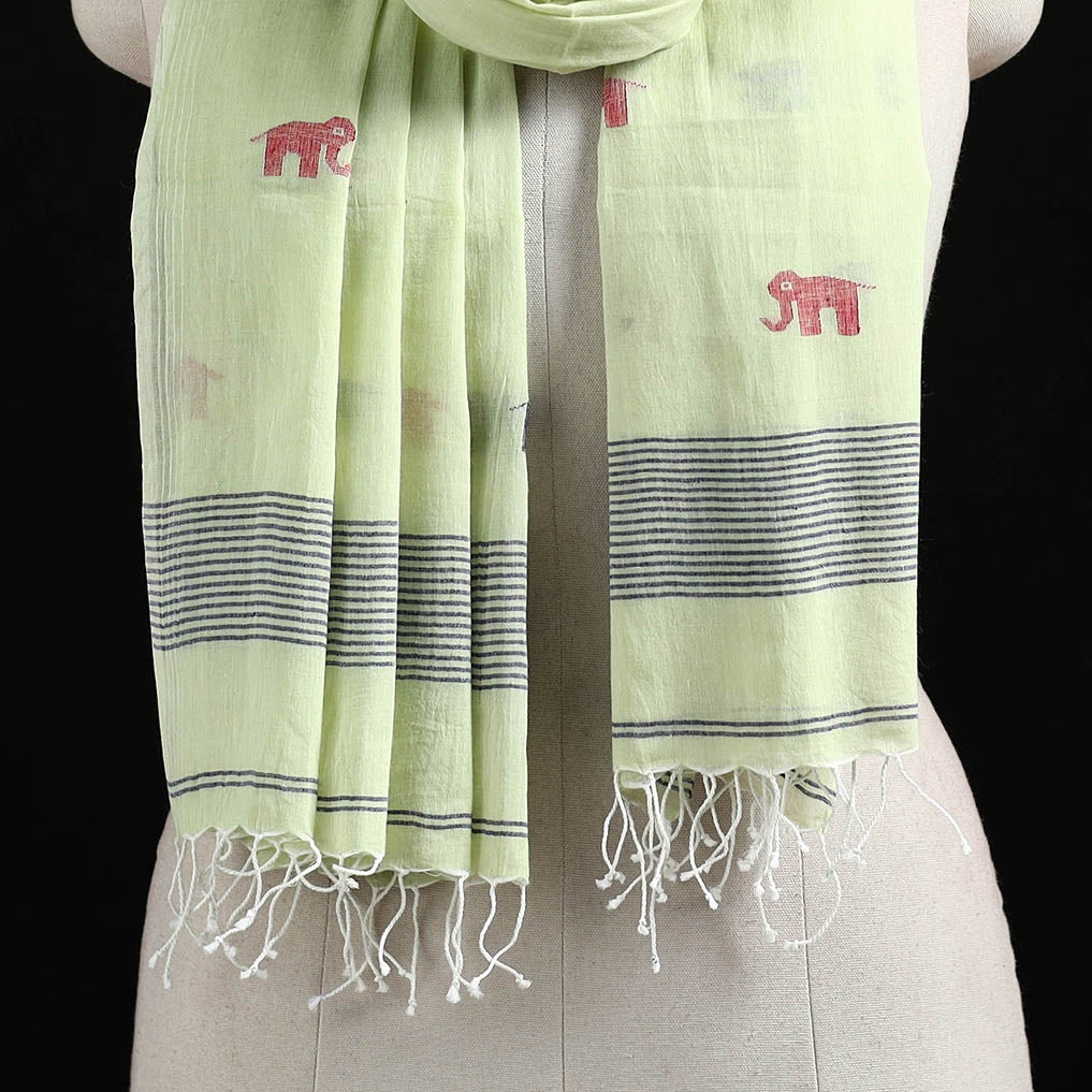 Burdwan Jamdani Handloom Cotton Stole with Tassels 01