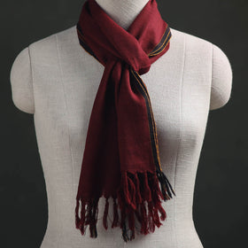 Maroon - Kumaun Handwoven Pure Merino Wool Scarf 160
