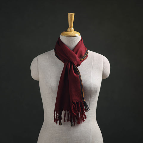Maroon - Kumaun Handwoven Pure Merino Wool Scarf 160