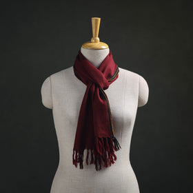 Maroon - Kumaun Handwoven Pure Merino Wool Scarf 160