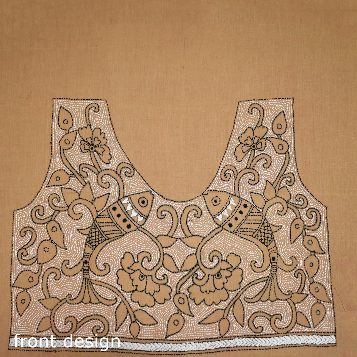 Bengal Kantha Hand Embroidered Cotton Blouse Piece 57