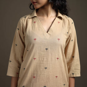 Jacquard Cotton Straight Long Kurta for Women 02
