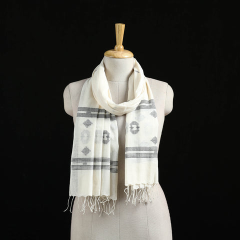 Burdwan Jamdani Handloom Cotton Stole with Tassels 02
