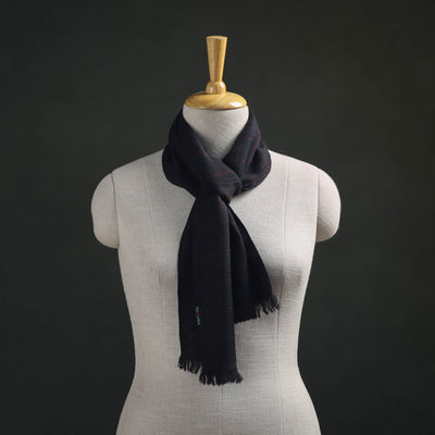 Black - Kumaun Handwoven Pure Merino Wool Scarf 161
