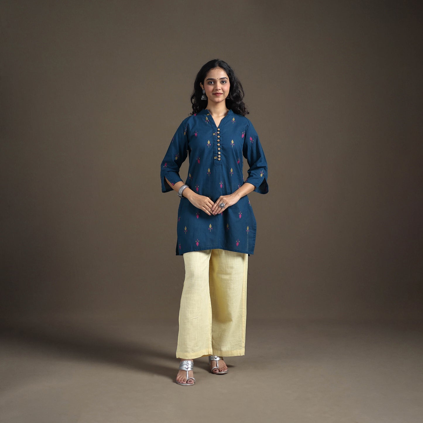 Jacquard Cotton Short Kurta for Women 14