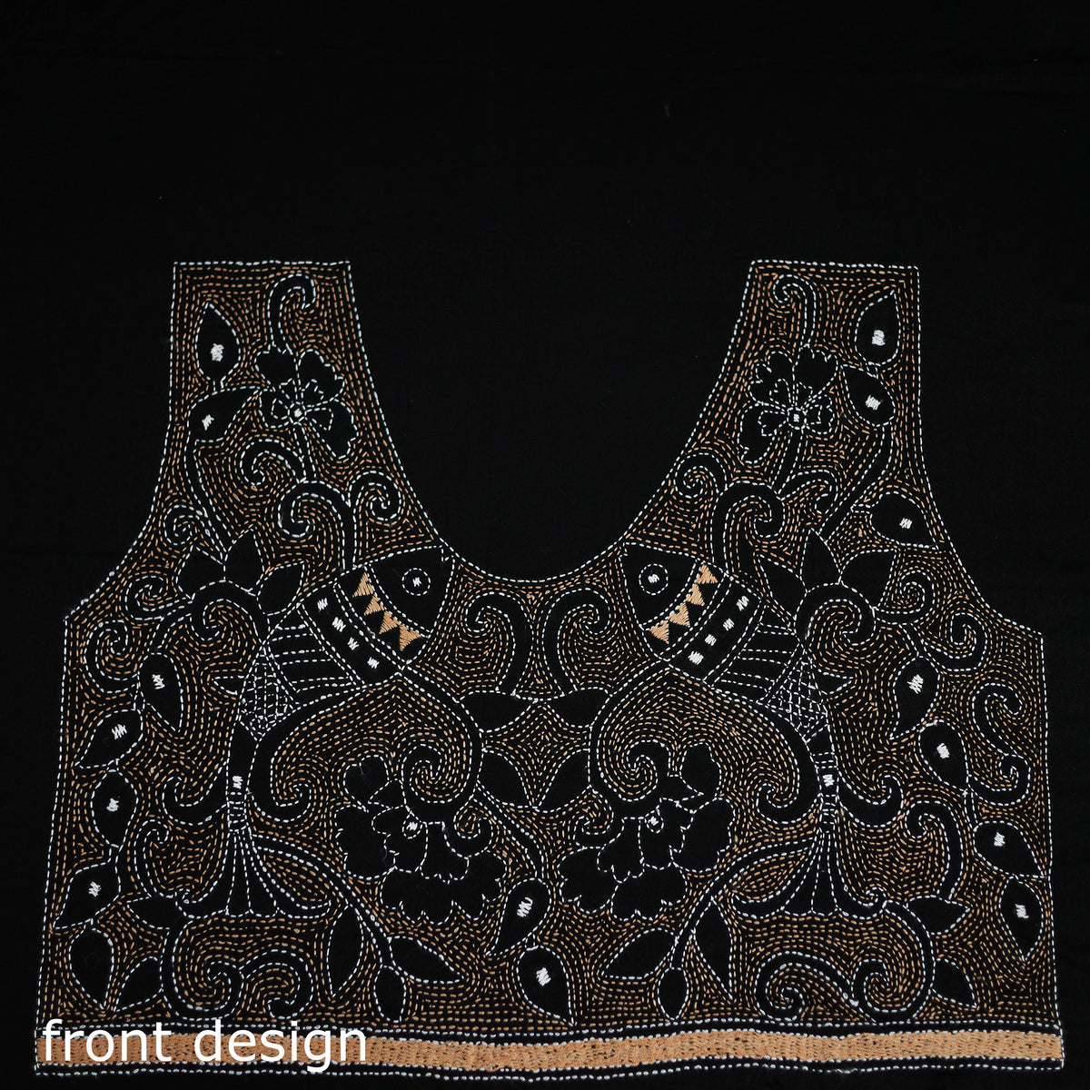 Bengal Kantha Hand Embroidered Cotton Blouse Piece 56