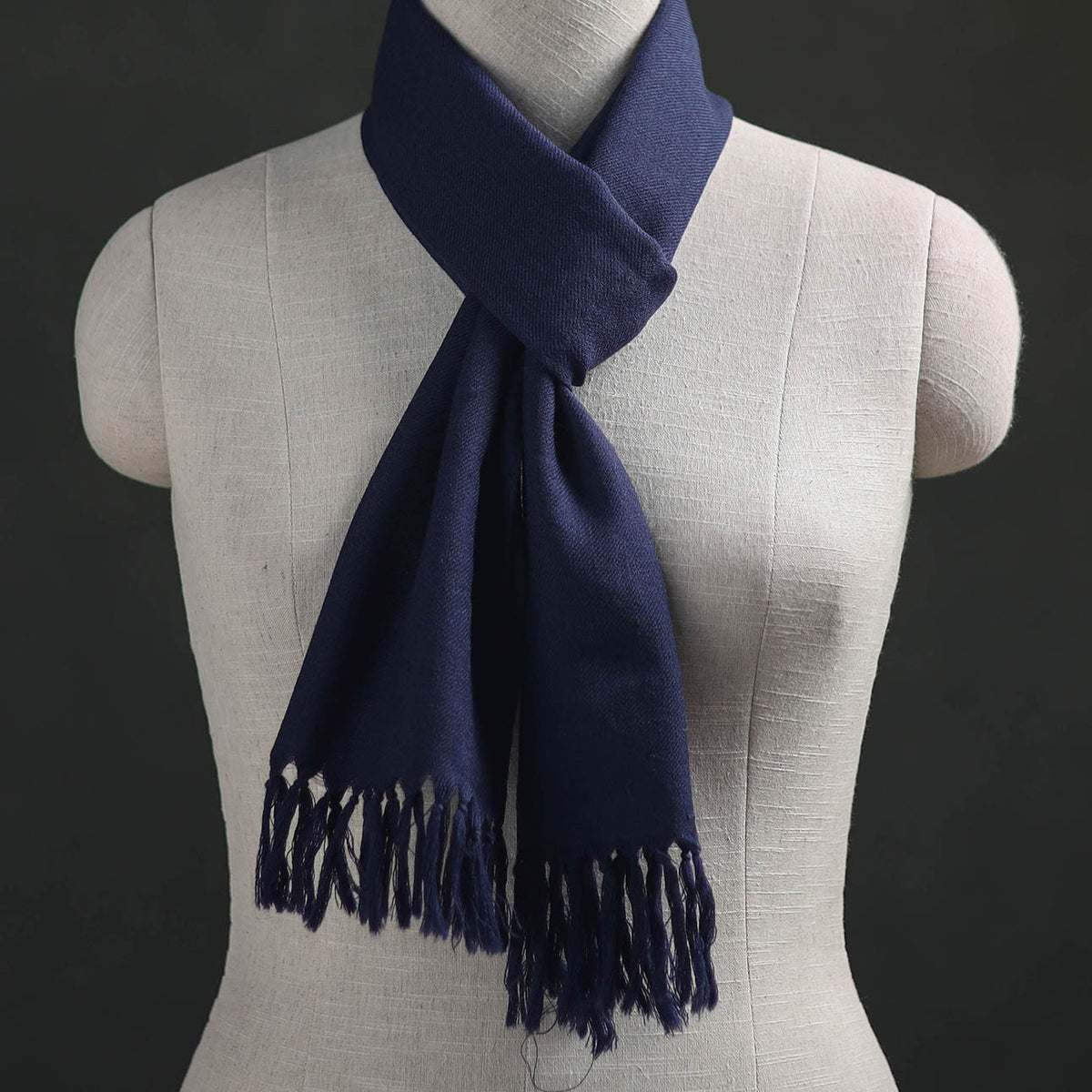 Blue - Kumaun Handwoven Pure Merino Wool Scarf 163