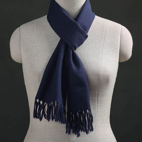 Blue - Kumaun Handwoven Pure Merino Wool Scarf 163