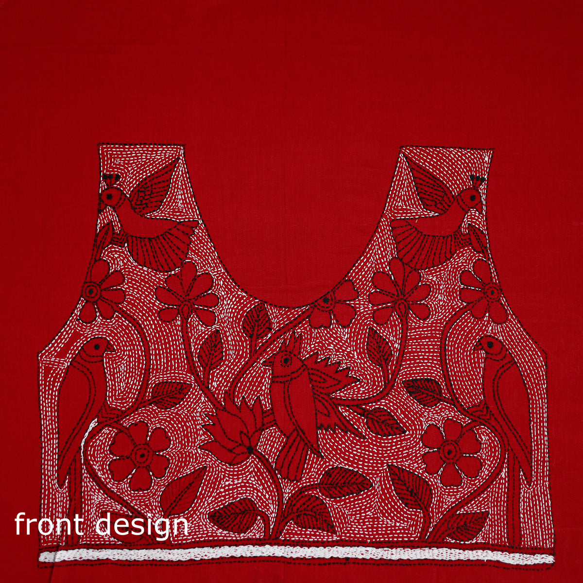 Bengal Kantha Hand Embroidered Cotton Blouse Piece 55