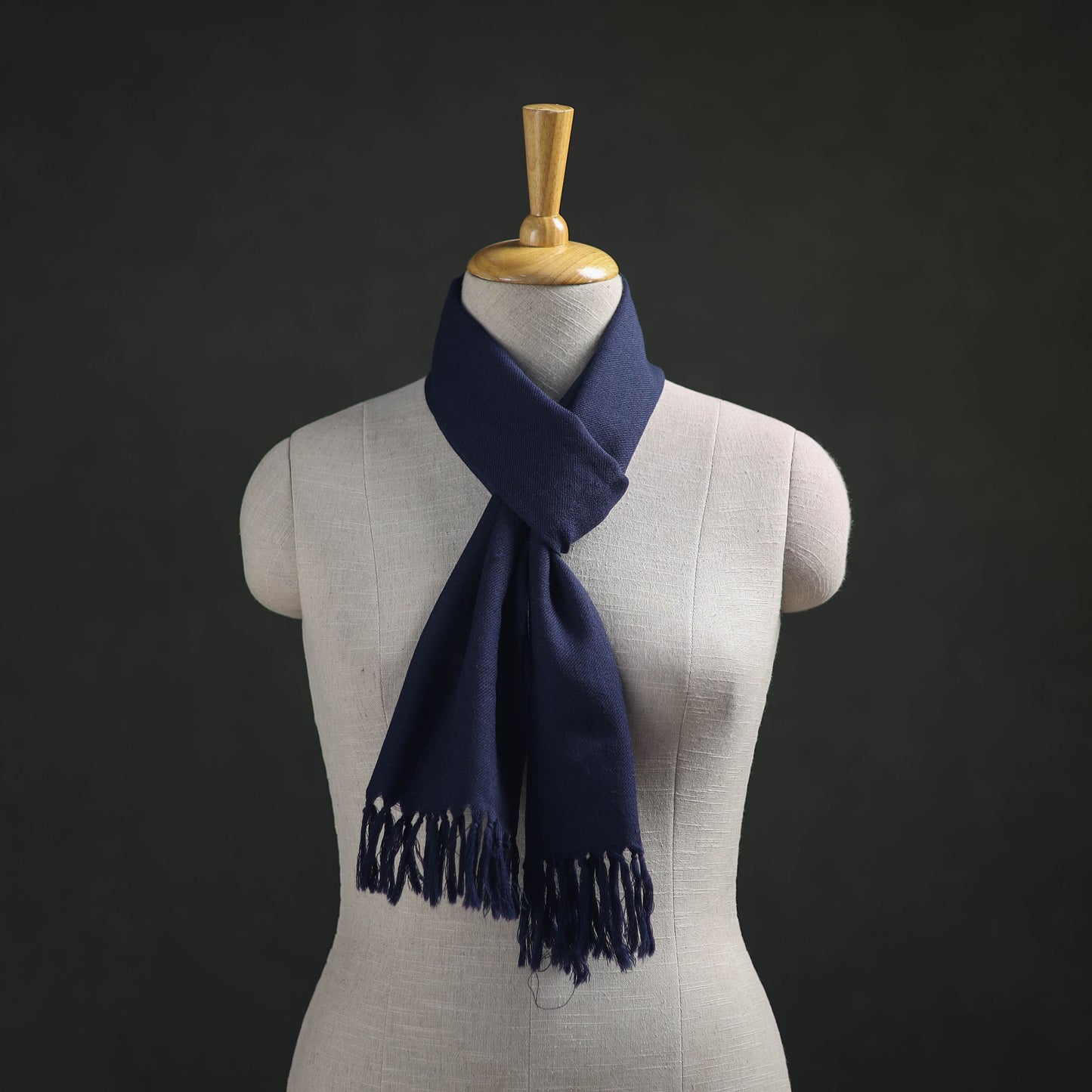 Blue - Kumaun Handwoven Pure Merino Wool Scarf 163