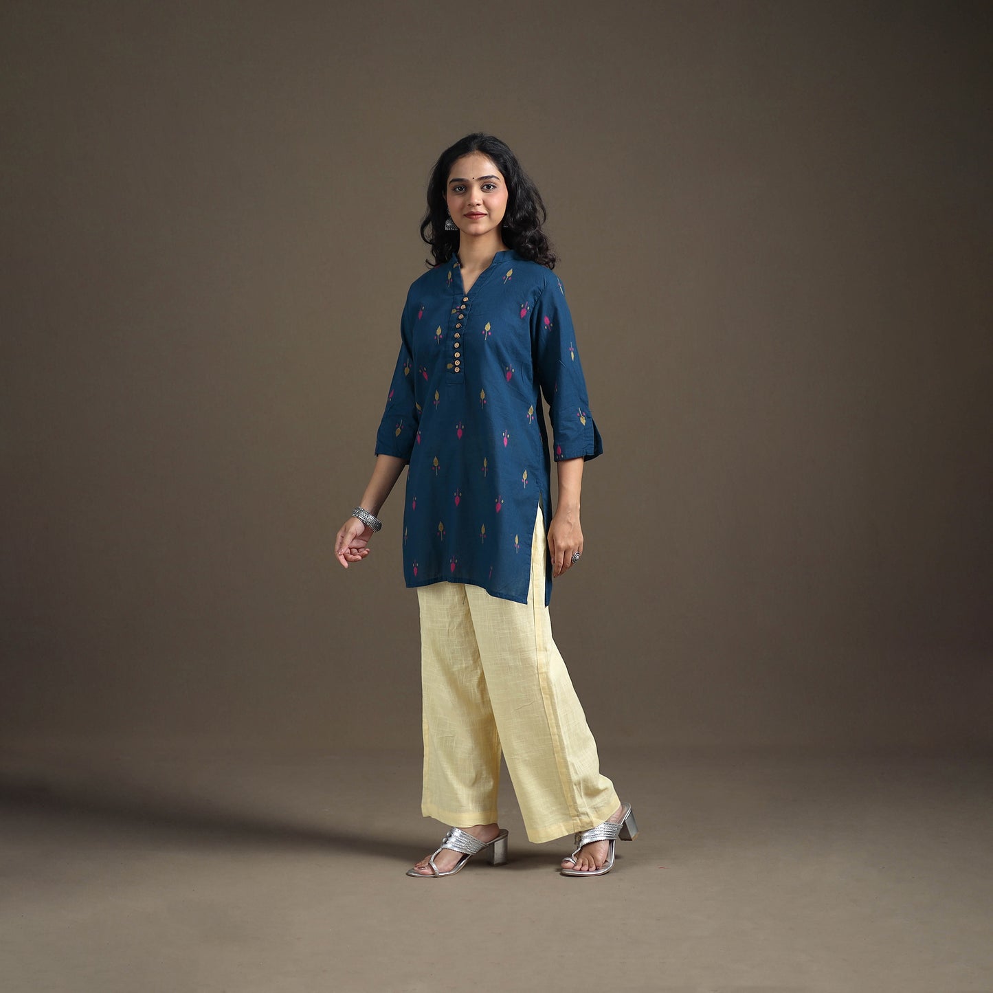 Jacquard Cotton Short Kurta for Women 14