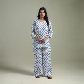 Sanganeri Floral Printed Cotton Night Suit for Women 06